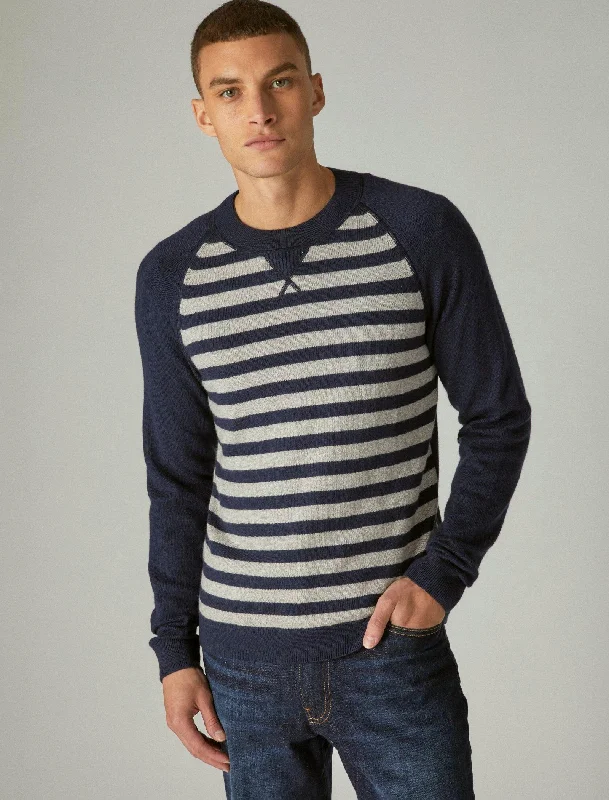 Lucky Brand Men's Cloud Soft Stripe Raglan Sweater Classic Men's Pin Classic Men's Pin