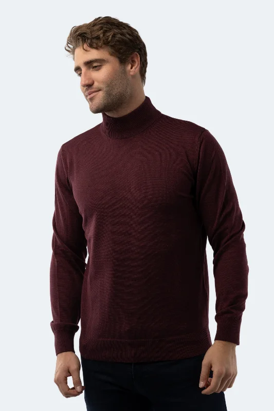 Melange Burgundy Mockneck Sweater Trendy Men's Scandinavian Trendy Men's Scandinavian