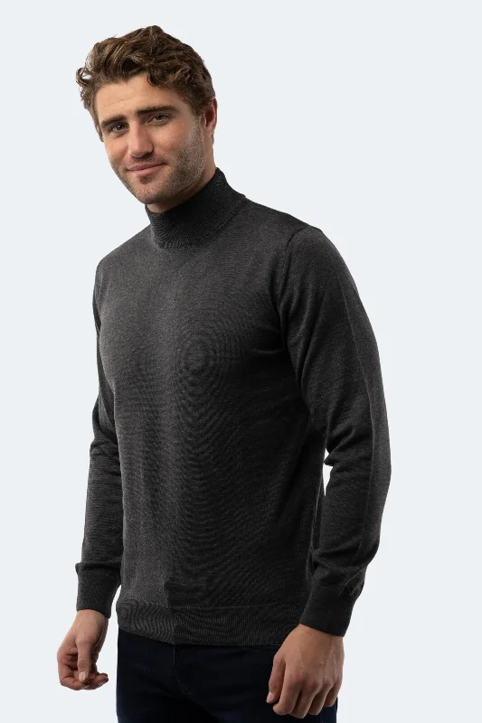 Melange Dark Grey Mockneck Sweater Street Street