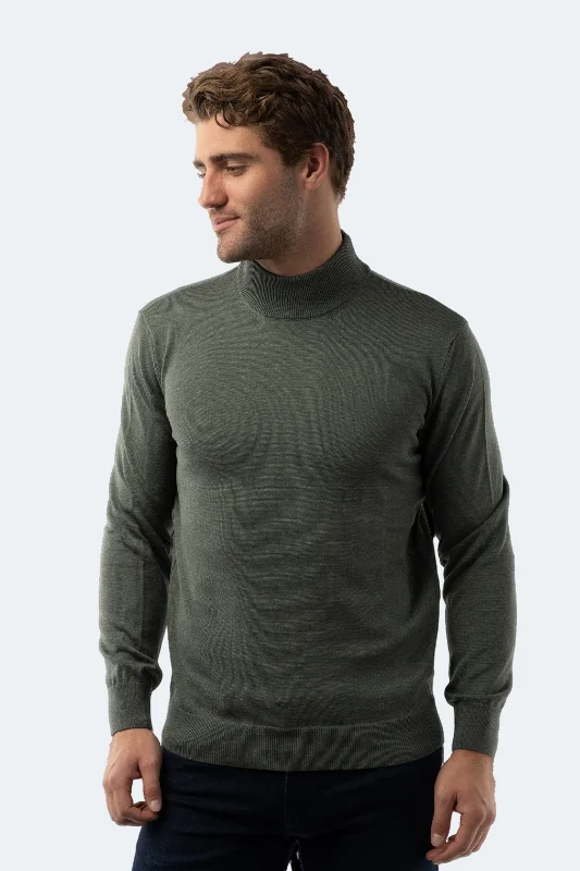 Melange Khaki Mockneck Sweater Traditional Men's Country Traditional Men's Country