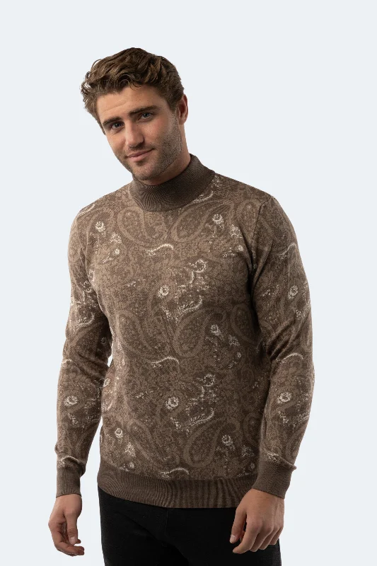 Melange Mink Paisley Mockneck Sweater Edgy Men's Punk Edgy Men's Punk