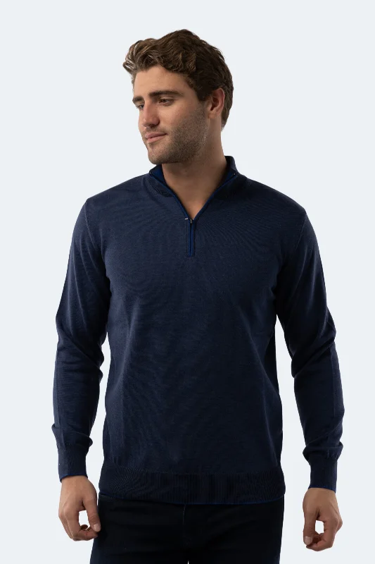 Melange Navy Quarter Zip Dynamic Men's Moto Dynamic Men's Moto