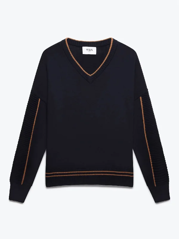 Men's Clarence V Neck Jumper In Navy Refined Men's Velvet Refined Men's Velvet