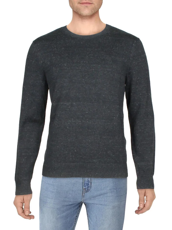 Mens Crew Neck Cozy Pullover Sweater Laid Laid