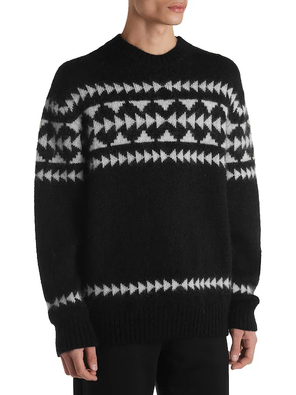 Mens Geometric Knit Crewneck Sweater Refined Men's Hand Refined Men's Hand