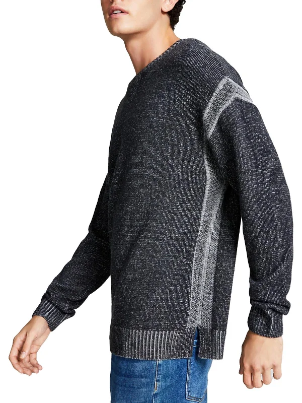 Mens Oversized Pullover Crewneck Sweater Laid Laid