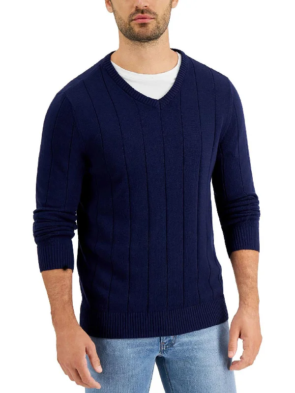 Mens V Neck Ribbed Trim Pullover Sweater Refined Men's Classic  Refined Men's Classic 