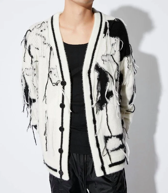 Men's Zephyr Cardigan In Black Abstract Street Street