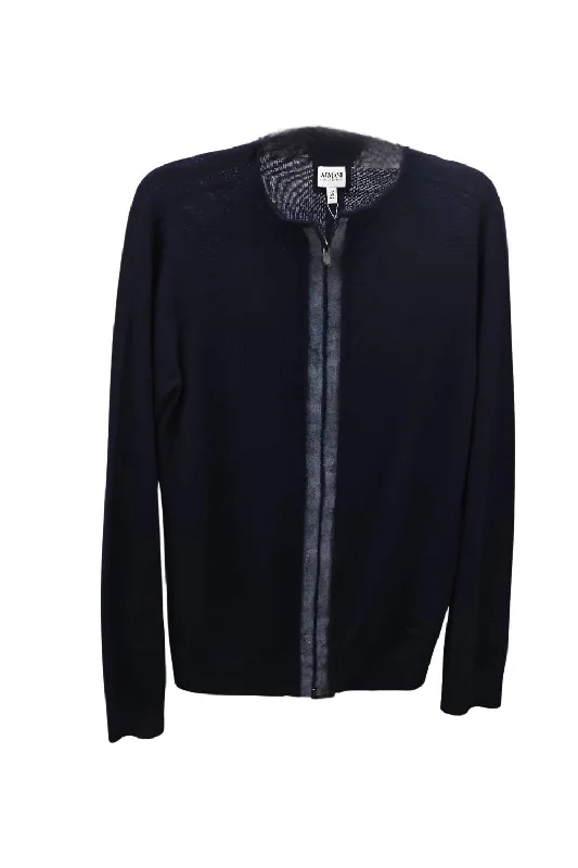 Men's Zip Up Cardigan In Navy Masculine Men's  Masculine Men's 