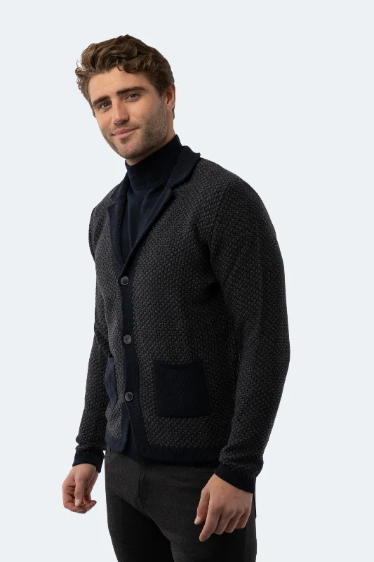 Navy Knit Cardigan Sophisticated Men's French Sophisticated Men's French