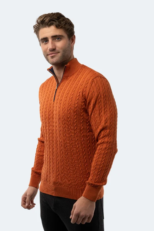 Orange Knit Quarter Zip Hip Men's Urban Hip Men's Urban