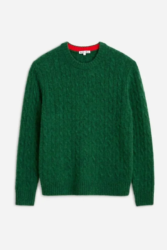 Pilly Cable Crewneck in Heather Pine Minimalist Men's Casual  Minimalist Men's Casual 