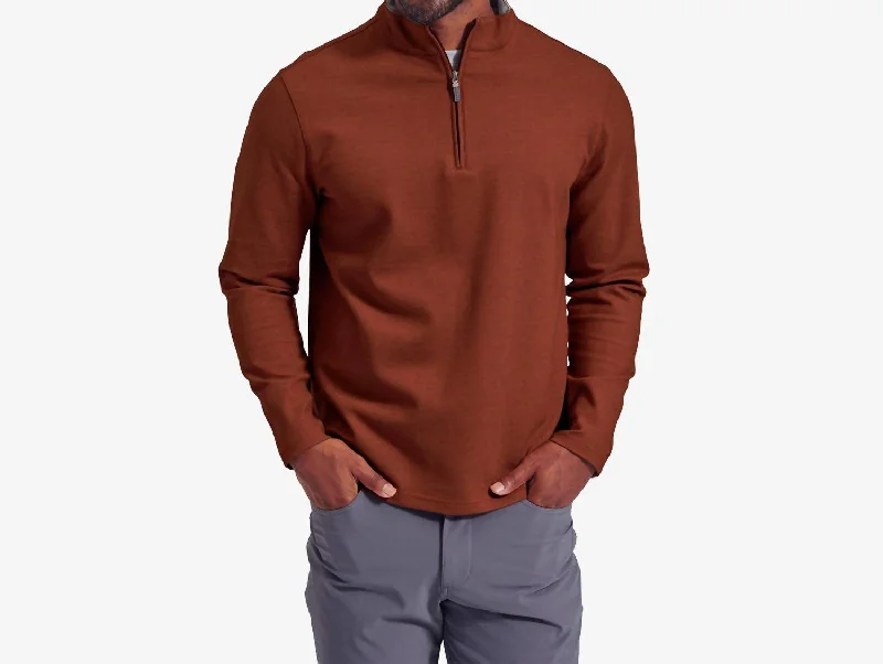 Proflex Quarter Zip In Rust Heather Modern Men's Geometric Modern Men's Geometric