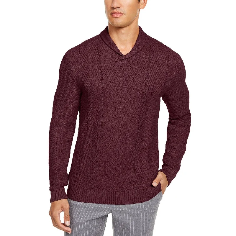 Tasso Elba Men's Textured Sweater Dark Red Size Small Laid Laid