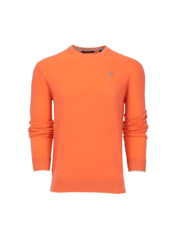 Tomahawk Cashmere Crewneck Sweater In Coral Cool Men's Skate Cool Men's Skate