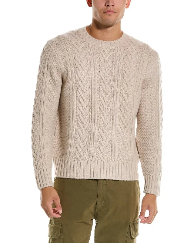 Vince Basket Stitch Wool & Cashmere-Blend Crewneck Pullover Polished Men's Satin Polished Men's Satin