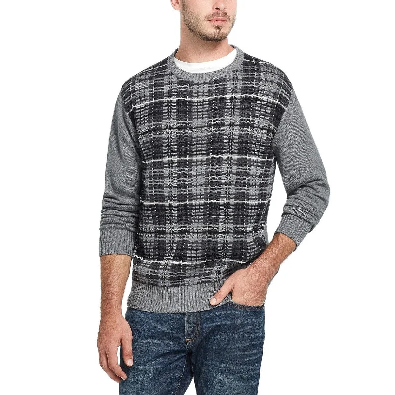 Weatherproof Vintage Men's Plaid Sweater Dark Gray Size Large - L Laid Laid