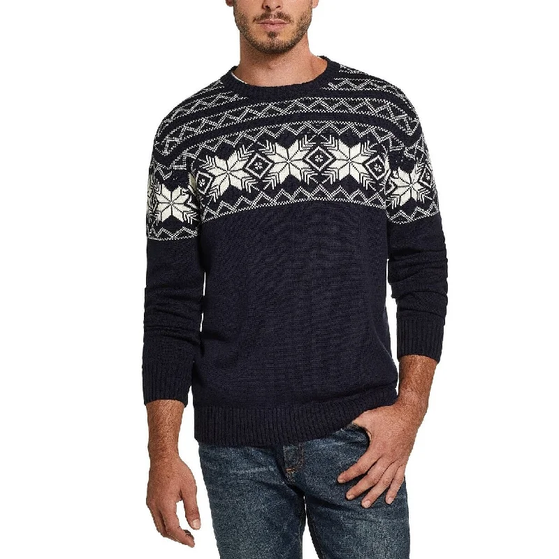 Weatherproof Vintage Men's Snowflake Pattern Sweater Navy Size Extra Large Edgy Men's Punk Edgy Men's Punk