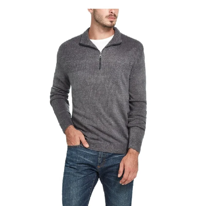 Weatherproof Vintage Men's Soft Touch Quarter-Zip Sweater Gray Size Small Casual Men's Short Casual Men's Short