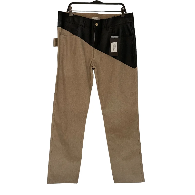 BOTTEGA VENETA/Straight Pants/48/Cotton/BEG/HALF LEATHER HALF DENIM Masculine Men's Thick Masculine Men's Thick