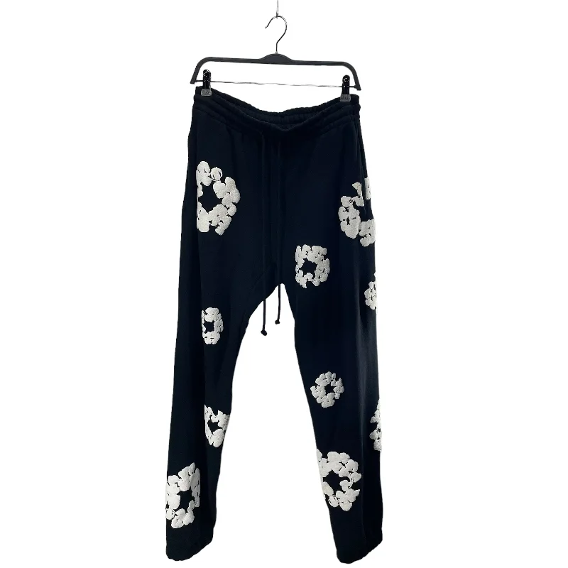 DENIM TEARS/sweatpants/M/Cotton/BLK/All Over Print/WHITE FLOWERS ALL OVER Modern Men's Geometric Modern Men's Geometric