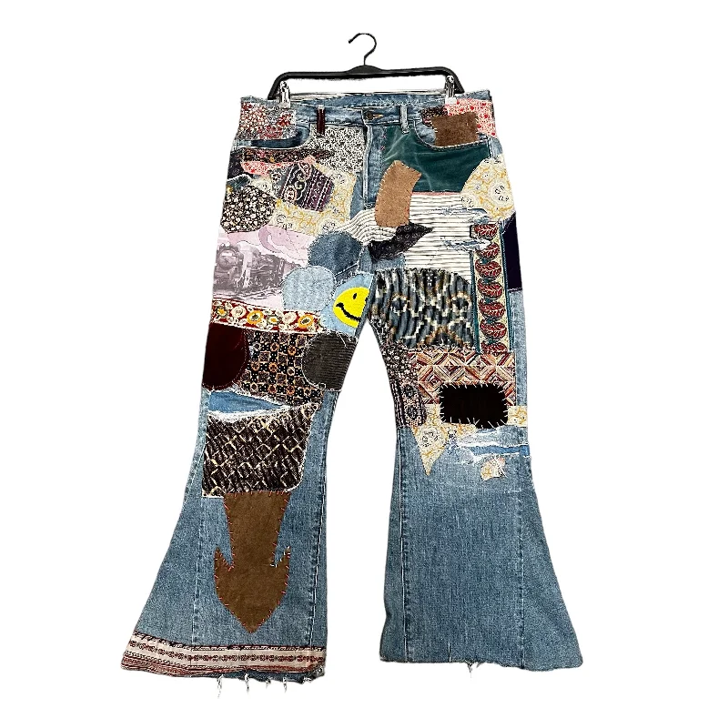 KAPITAL/Bootcut Pants/36/Denim/BLU/Button Fly/All Over Print/PATCHWORK PANTS Tough Men's Military Tough Men's Military