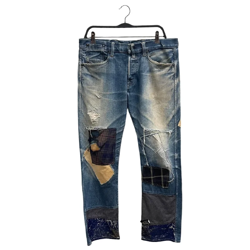 JUNYA WATANABE COMME des GARCONS/Pants/M/Denim/BLU/Plaid/Canvas patchwork Unique Men's Patch Unique Men's Patch