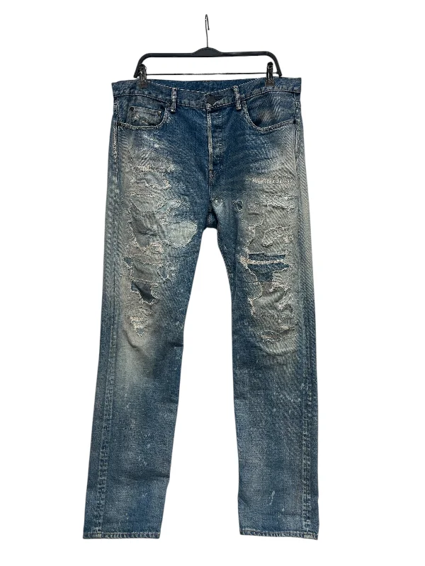 JOHN ELLIOTT/Straight Pants/36/Denim/IDG/All Over Print/DISTRESSED Business Business