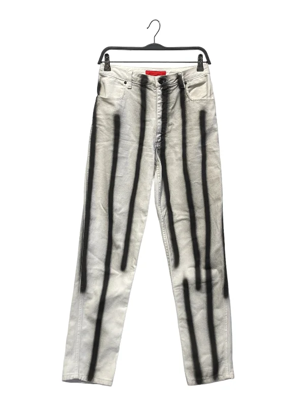 ECKHAUS LATTA/Straight Pants/28/Stripe/Denim/WHT/spray paint line Modern Men's  Modern Men's 