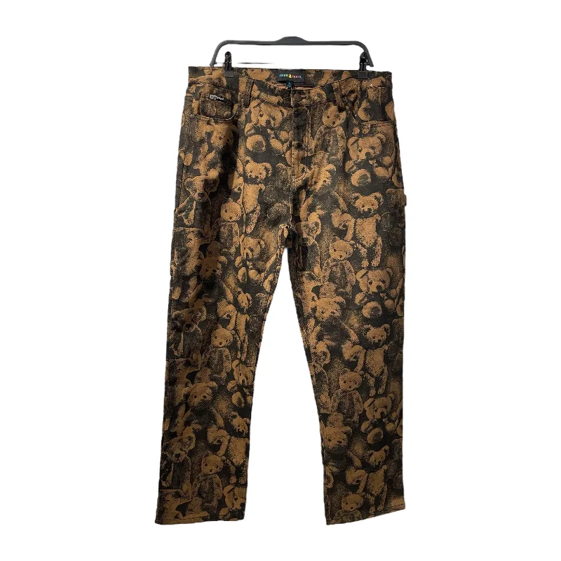 TEDDY FRESH/Straight Pants/36/Denim/BRW/All Over Print/ Polished Men's Satin Polished Men's Satin