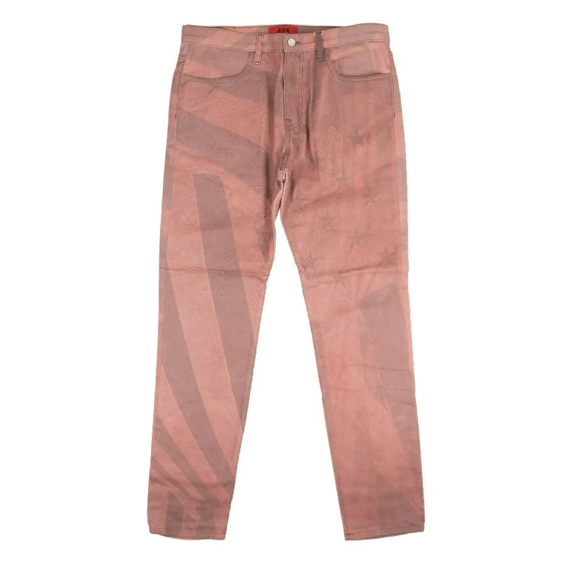 424 On Fairfax American Flag Denim Jeans - Pink Business Business