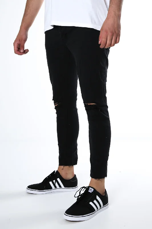 A Dropped Skinny Turn Up Jean Smokey Black Edgy Men's Punk Edgy Men's Punk