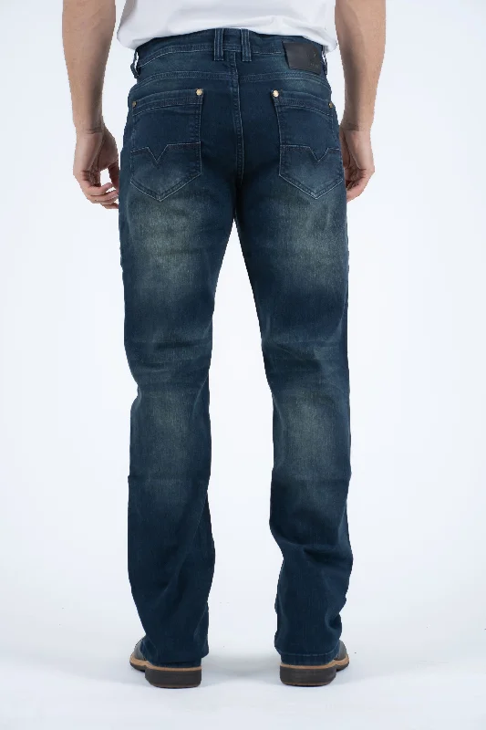 Holt Men's Mid Blue Boot Cut Jeans Unique Men's Patch Unique Men's Patch