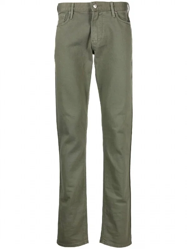 Low Rise Straight Leg Jeans In Olive Elegant Men's Formal  Elegant Men's Formal 