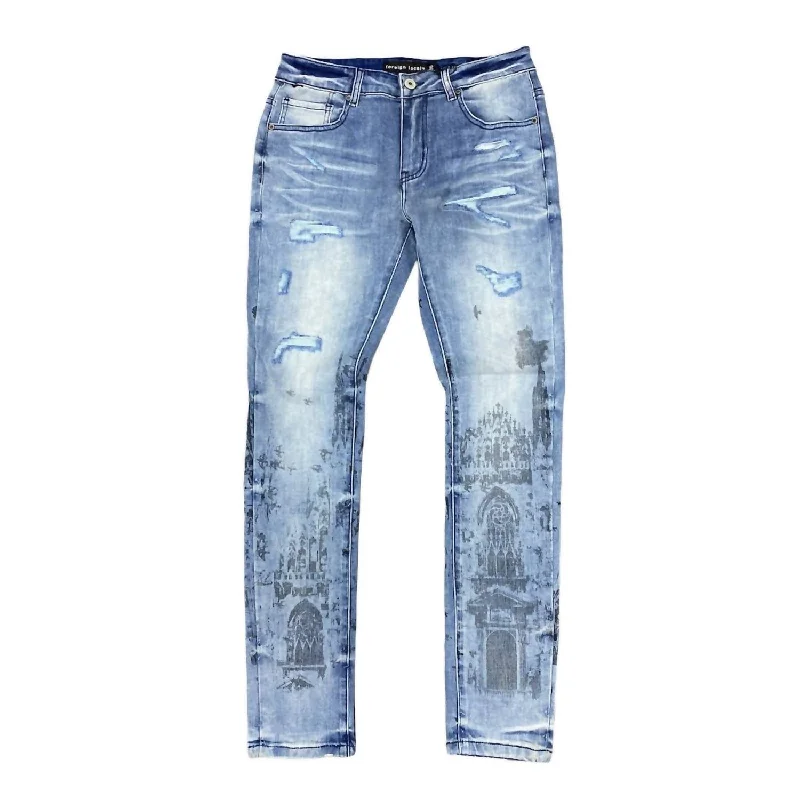 Men's Church Jeans In Blue Elegant Men's Formal  Elegant Men's Formal 