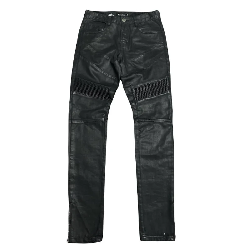 Men's No Distress Biker Jean In Black Tailored Tailored