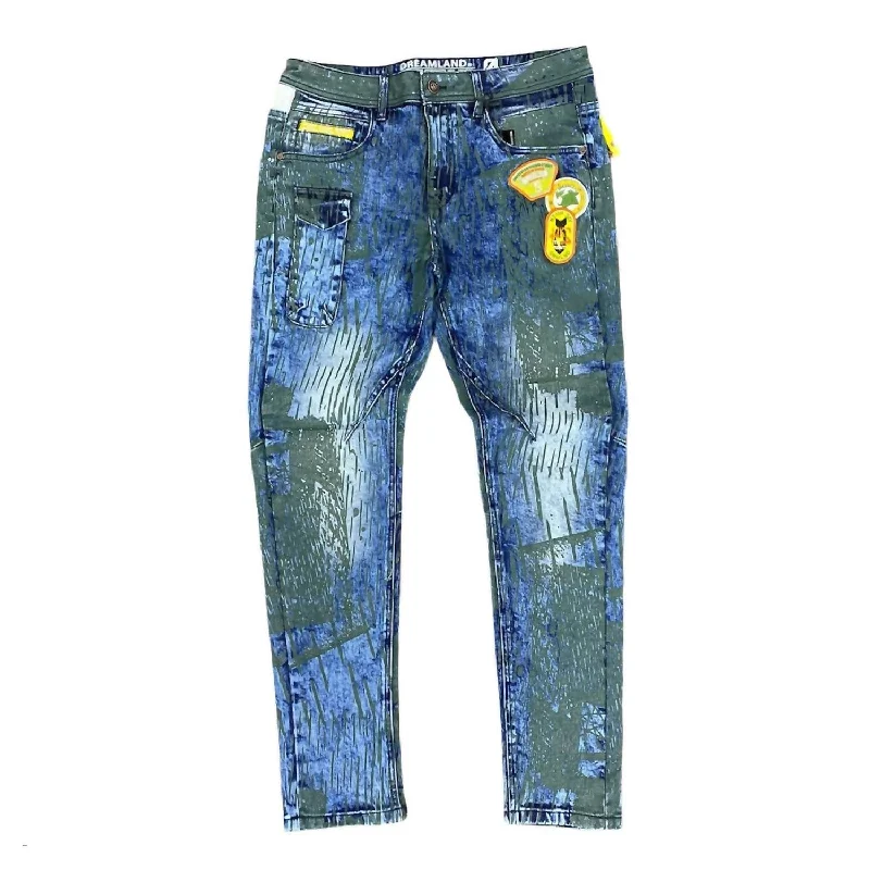 Men's Tiger Vs Crane Denim Jeans In Blue/black Cool Men's Distressed Cool Men's Distressed