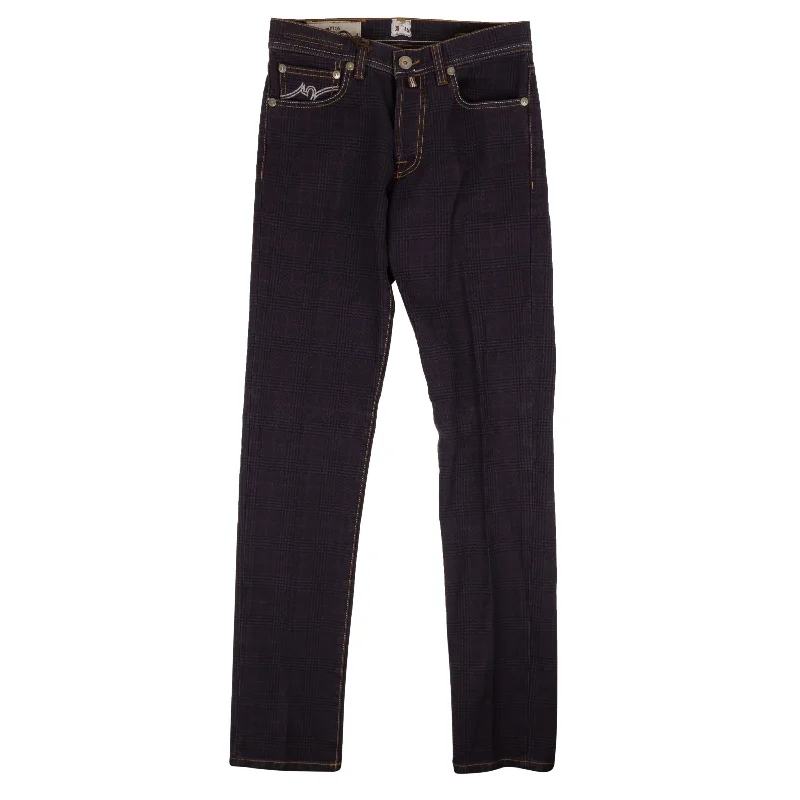 Pantaloni Torino Plaid Italian Selected Denim Jeans - Purple Masculine Men's  Masculine Men's 