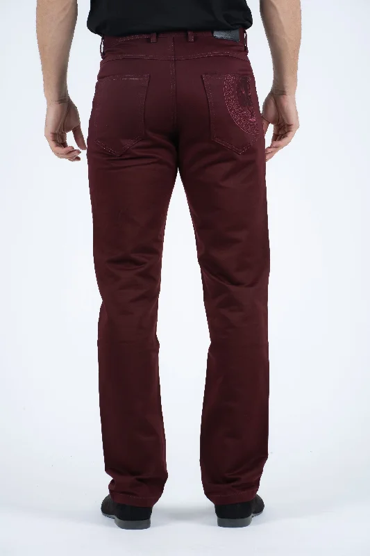 Slade Men's Burgundy Relaxed Fit Stretch Pants Organic Organic