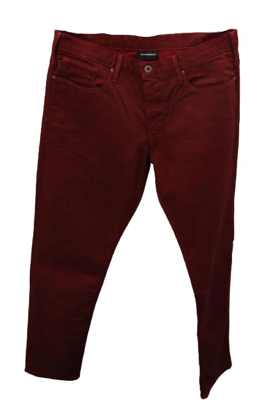 Slim Straight Leg Jeans In Red Business Business