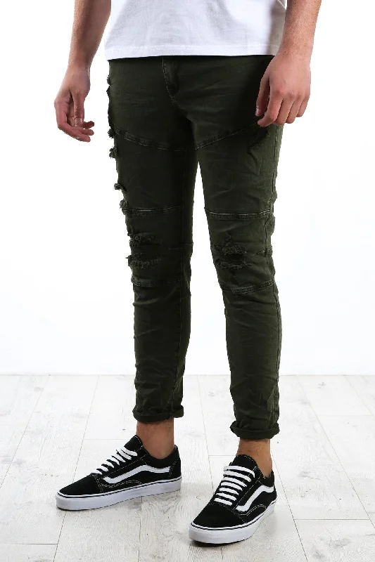 Soho Jean Trashed Khaki Artistic Men's Hand Artistic Men's Hand