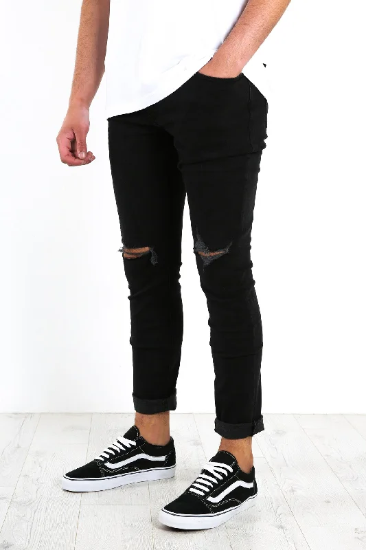 Stinger Jean Black Rip Elegant Men's Cashmere Elegant Men's Cashmere